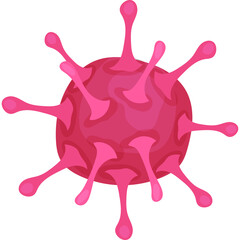 Pink Spherical Microbe With Protruding Spikes And Pink Swirls On Transparent Background