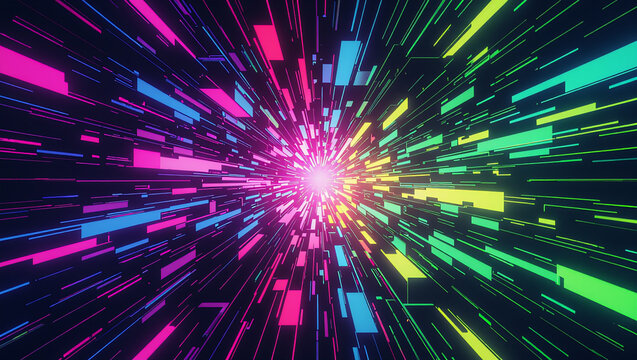 cinematic glitch art animation background, vibrant color splashes, static interference visuals, distorted effects creating depth, visual chaos interplay, electric animated silhouettes See 