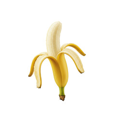 Yellow Banana Peeled Isolated Realistic Photo Soft Light