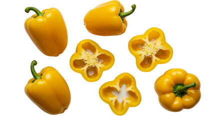 Yellow Bell Peppers Whole And Sliced In Bright Yellow Liquid