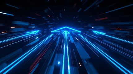 Stunning neon arrows point to success in this modern, high tech background, perfect for illustrating growth, progress, and innovative solutions for your brand