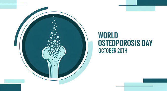 World Osteoporosis Day October 20th Graphic with Bone Density Illustration