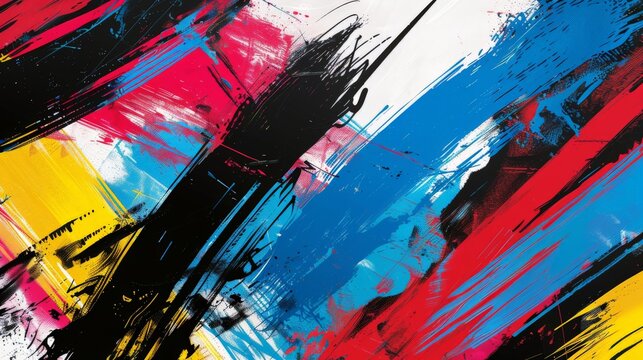 Abstract art with bold colors and brushstrokes. - Powered by Adobe