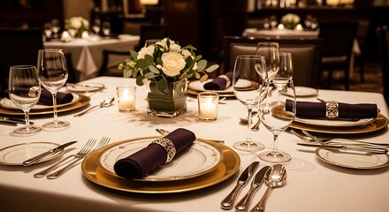 Elegant Table Setting for a Special Occasion Dinner.