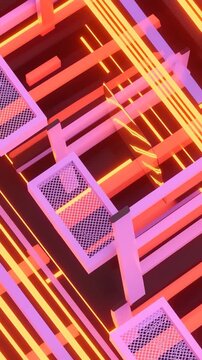 Futuristic Abstract Geometric Structure with Orange and Pink Glow image photo