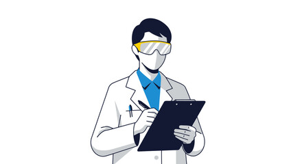 Medical Professional Taking Notes in a Clinical Setting, Ideal for Illustrating Healthcare Services, Scientific Research, or Medical Training Materials.