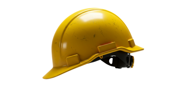 Yellow Hard Hat On Golden Background Realistic Photo