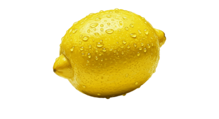 Yellow Lemon Covered With Water Droplets On Yellow Background Macro