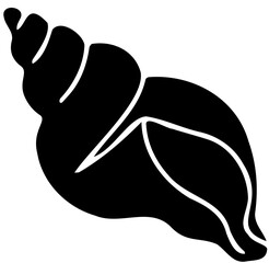 Sea snail shell full black silhouette ocean mollusk shell vector illustration