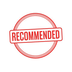 Red circular stamp with the word recommended written diagonally across it in bold red letters