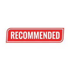 Red rectangle with rounded corners and the word recommended in text