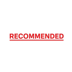 Red word recommended with line underneath, symbolizing strong endorsement or official approval