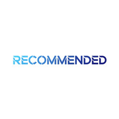 Recommended text with blue gradient effect