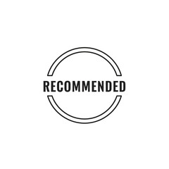 Circular stamp with the word recommended in bold black letters