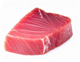 High-quality image of a raw tuna steak with rich marbling, perfect for culinary, seafood, and healthy eating themes.