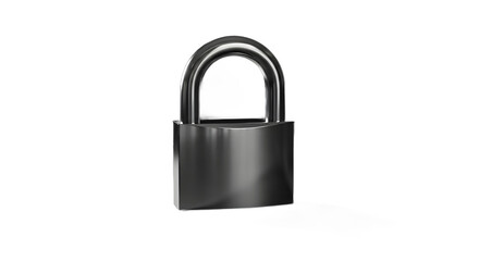 Shiny metal padlock symbolizing security, protection, and privacy against a black background