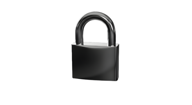 Shiny Metal Padlock on Black Background - Security and Protection Concept