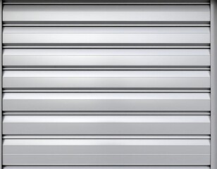 Close-up of a closed white industrial roll-up garage door texture.