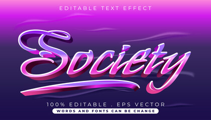 Society Text Effect Editable Vector Illustration with Stylized Typography for Design