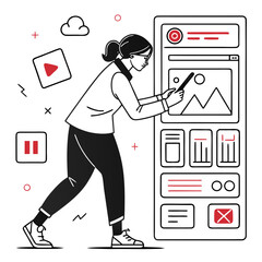 Black UI tux vector set minimal trend on white background