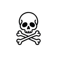 Skull and Crossbones Icon. Toxic Hazard and Pirate Symbol Silhouette