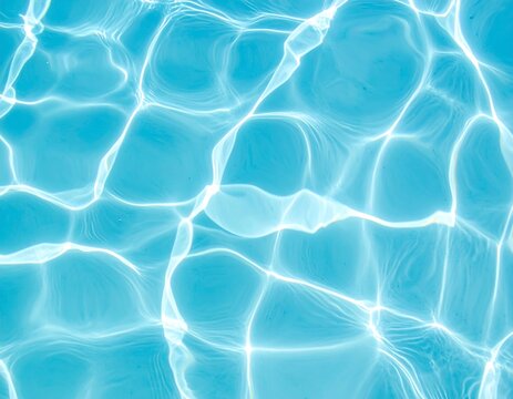 Clear, sunlit blue water surface with complex patterns and reflections