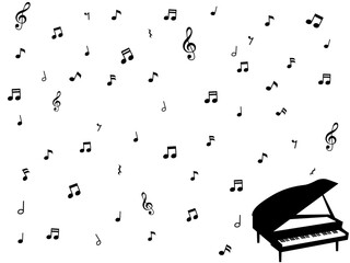 ピアノの鍵盤と音符の壁紙
