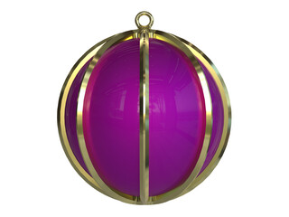 Anniversary celebration decoration, gold ball frame with shiny purple ball inside, used for decorating greeting card design.