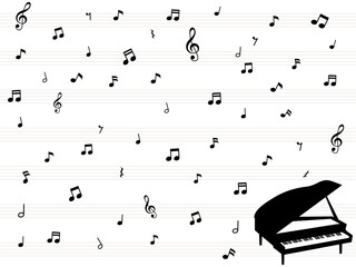 ピアノの鍵盤と音符の壁紙
