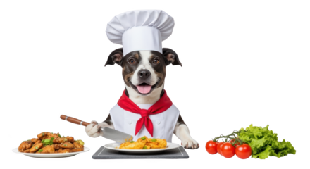 Adorable Dog Chef Preparing Delicious Gourmet Food creative illustration featuring gourmet, food, humorous, domestic, tasty,