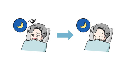 睡眠の改善のイラストセット・高齢女性