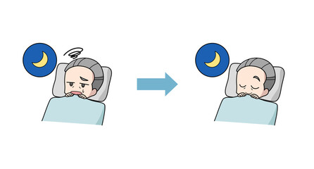 睡眠の改善のイラストセット・高齢男性