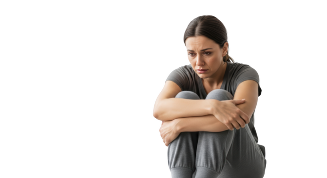 Depressed young woman crying alone on white background creative illustration featuring emotional, adult, stress, disorder, tears, crying design