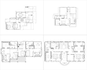 Interior Design Furniture Layout Plan for Two-Story Residential House – 2 Collection Set in Luxury Modern Style