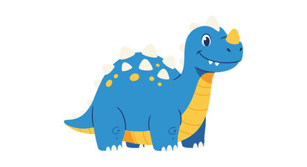 Obraz premium Cute blue friendly dinosaur with spikes and spots smiling.