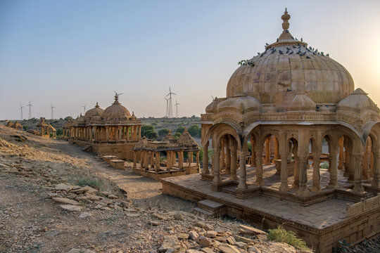 Royal cenotaphs at Badabagh near Jaisalmer India. These were constructed by the Kings of Jaisalmer State in the 18th, 19th and early 20th centuries.