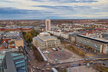Blick aus dem Räumen von der Strombürse EEX auf die Innenstadt von Leipzig am 22.Oktober 2025, Leipzig Sachsen, Deutschland