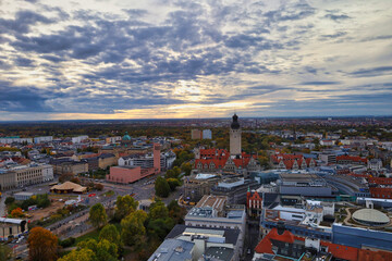 Blick aus dem Räumen von der Strombürse EEX auf die Innenstadt von Leipzig am 22.Oktober 2025, Leipzig Sachsen, Deutschland
