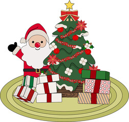 크리스마스 트리와 선물 그리고 산타