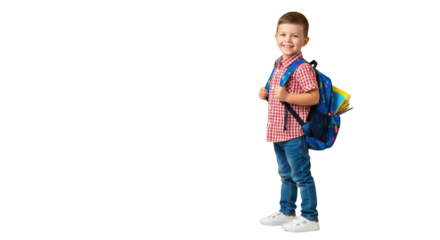 Happy Child with School Backpack creative illustration featuring student, children, notebooks, kid, learning, cute