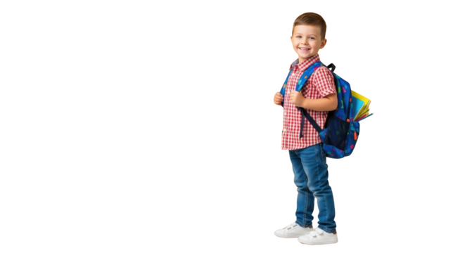 Happy Child with School Backpack creative illustration featuring student, children, notebooks, kid, learning, cute