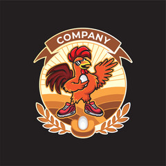 Chicken logo, chicken mascot, chicken character. Suitable for restaurant logo. chicken character. illustration for sports team or esport gaming team design