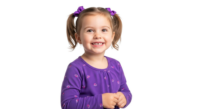 Happy Little Girl Smiling Purple Shirt Pigtails creative illustration featuring vibrant, playful, missing, healthy,