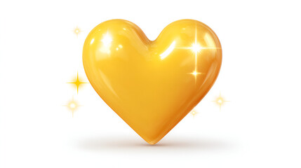 Golden glossy heart on white background