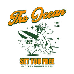 Vintage illustration of Surf club vector t shirt design, vector graphic, typographic poster or tshirts street wear and Urban style