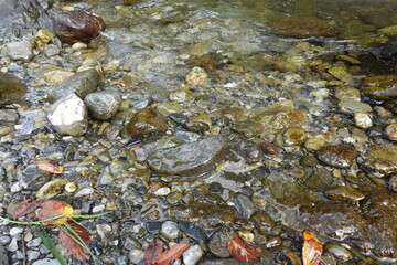 日本の奥多摩の川の流れ