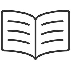 black outline open book icon