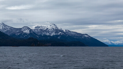 San Carlos de Bariloche Patagonia Argentina glacial lake Nahuel Huapi, next to the Andes Mountains, base city for skiing in the mountains