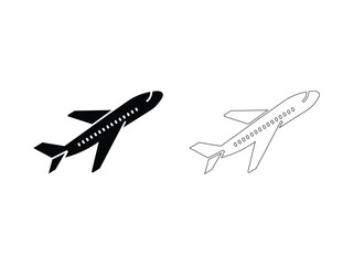 Airplane icon showing two airplanes, isolated on white background