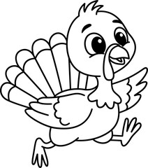 Cute Turkey Outline Cartoon
